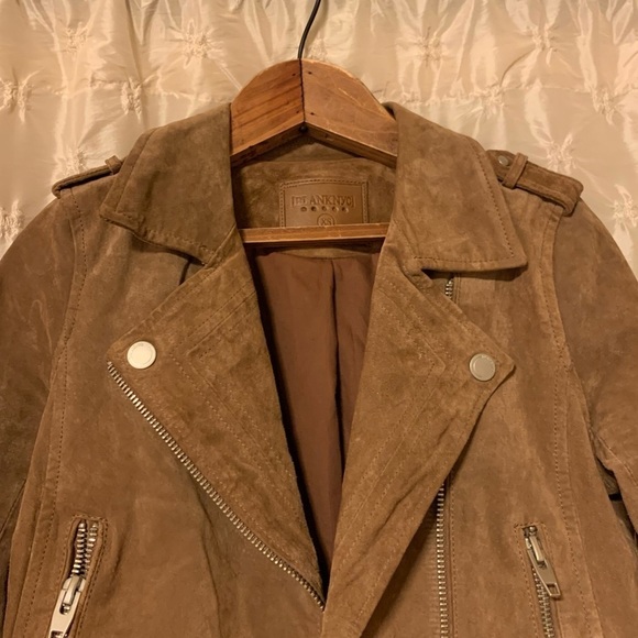 Blank NYC Suede Leather Jacket Brown Moto Fitted - Picture 3 of 15
